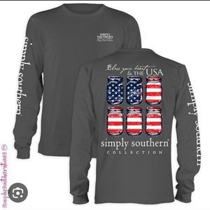 SIMPLY SOUTHERN Long Sleeve Mason Jar American Flag USA T-Shirt